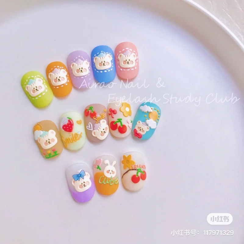 stickers Relief 606 Love Enchanting Cooperation 5d nail Japanese Adhesive Decals and Bear