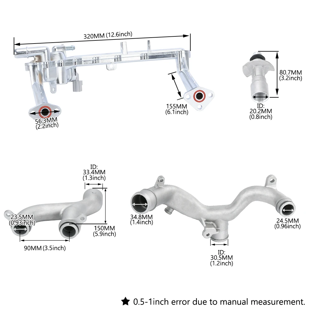 Upgraded Metal Coolant Water Pipe System Kit 3.0 for Jaguar XE XF XJ F-Pace F-Type LR010733 AJ813917