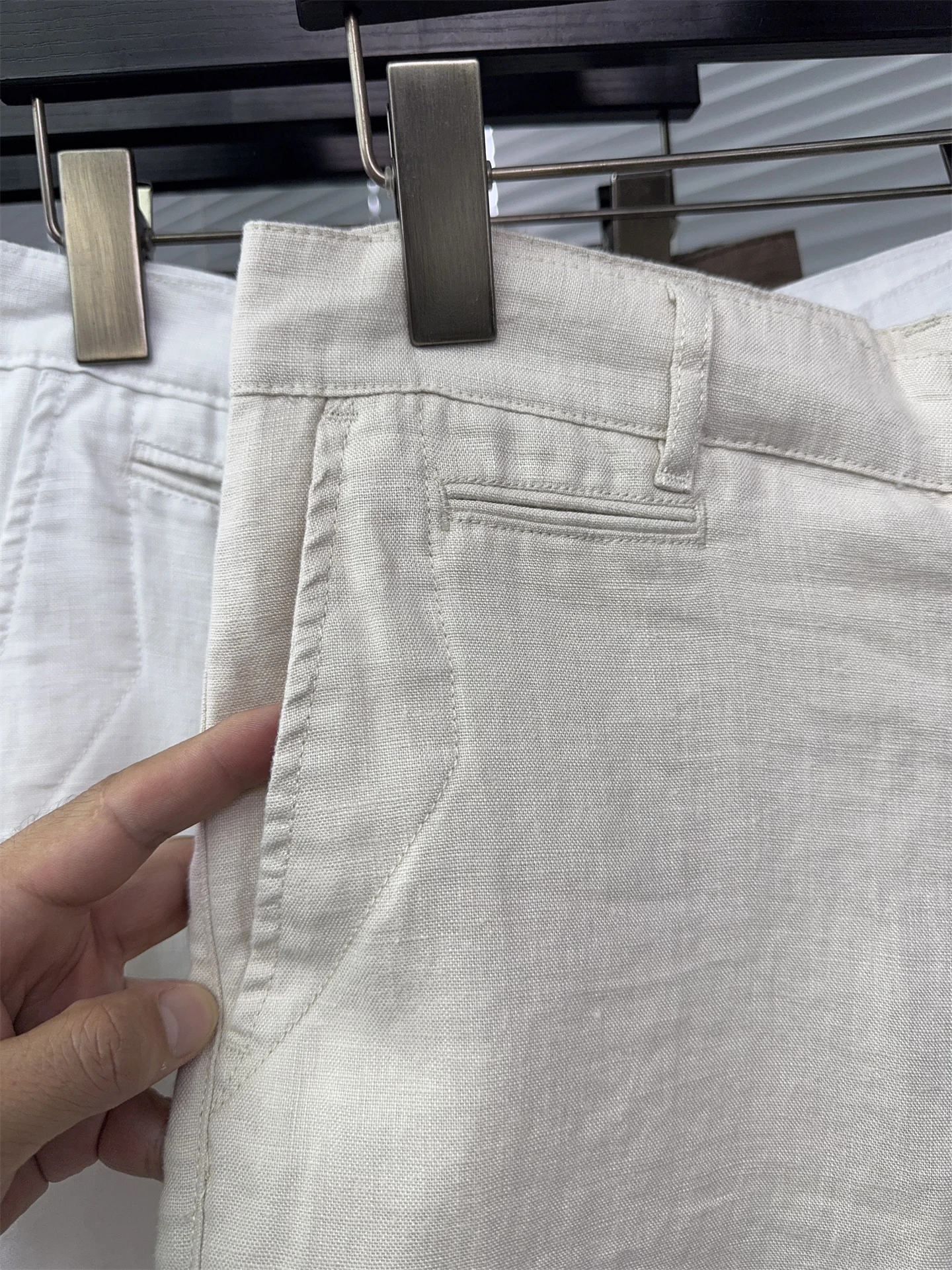 سروال كاجوال رجالي من الكتان من سفيب، ملمس بارد للصيف، قابل للتنفس، لون موحد، قصة ضيقة مستقيمة، شورت بطول خمسة أرباع