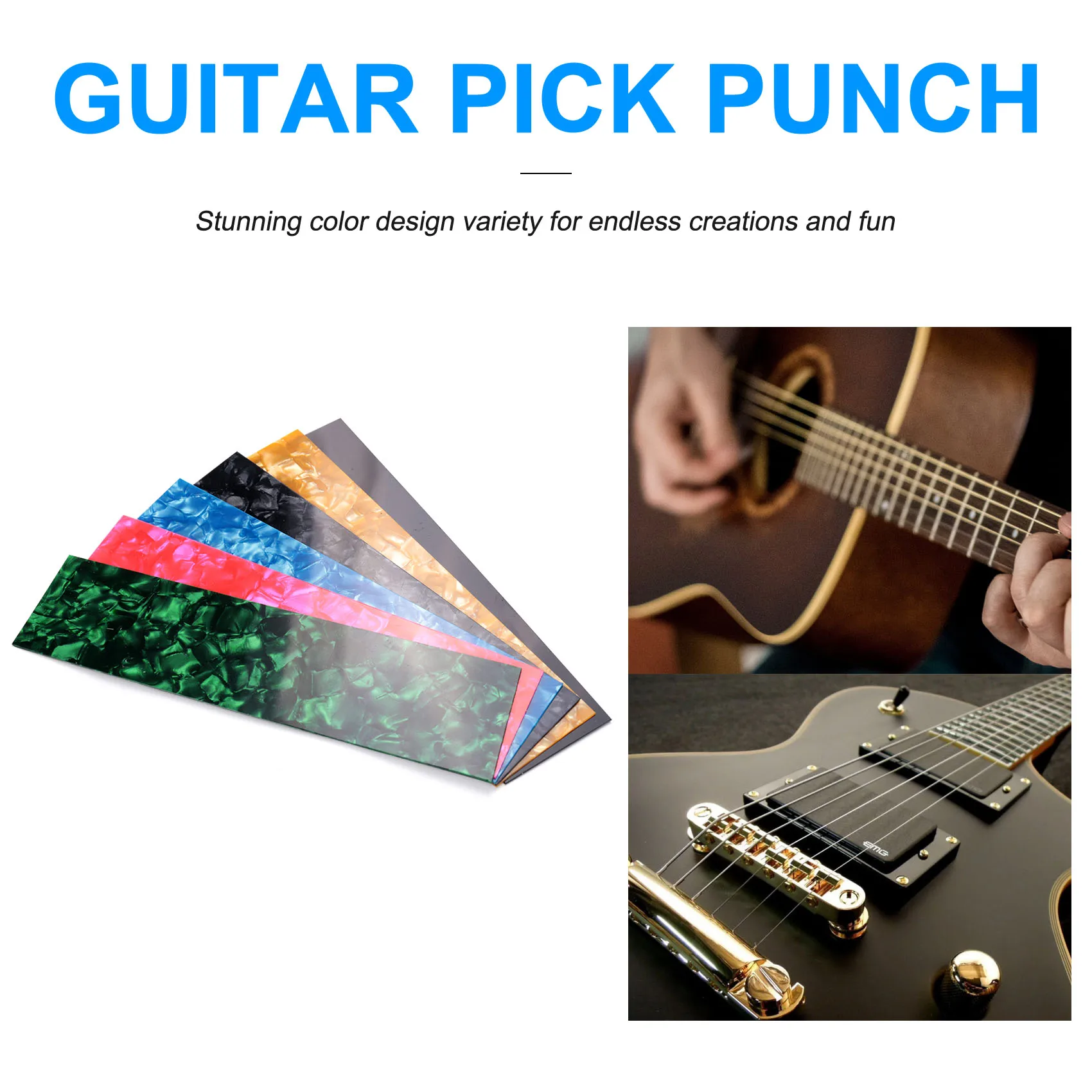 DIY Guitar Pick Punch Sheets Musicians Celluloid Guitar Pick Strips Three Thickness By 0.46/0.71/0.96cm Random Color