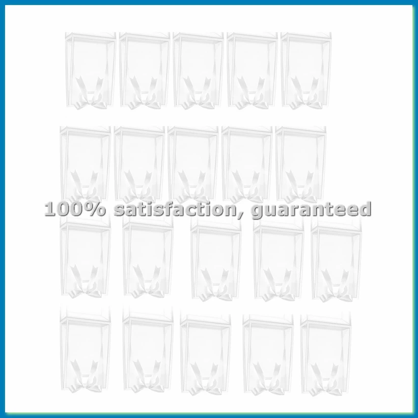 20Pcs Clear Plastic Gift Bag with Die Cut Handles Reusable Flower Candy Bag with Ribbon White-ABHG