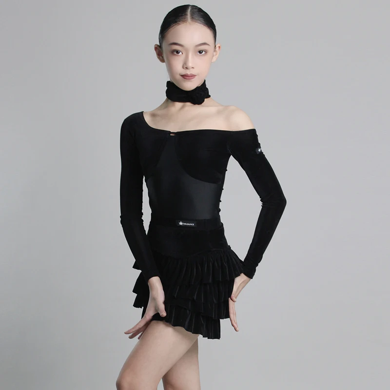 Ropa de baile de Samba Rumba para niñas, vestidos de competición de baile latino, trajes de baile de salón de Salsa para niños XS10541