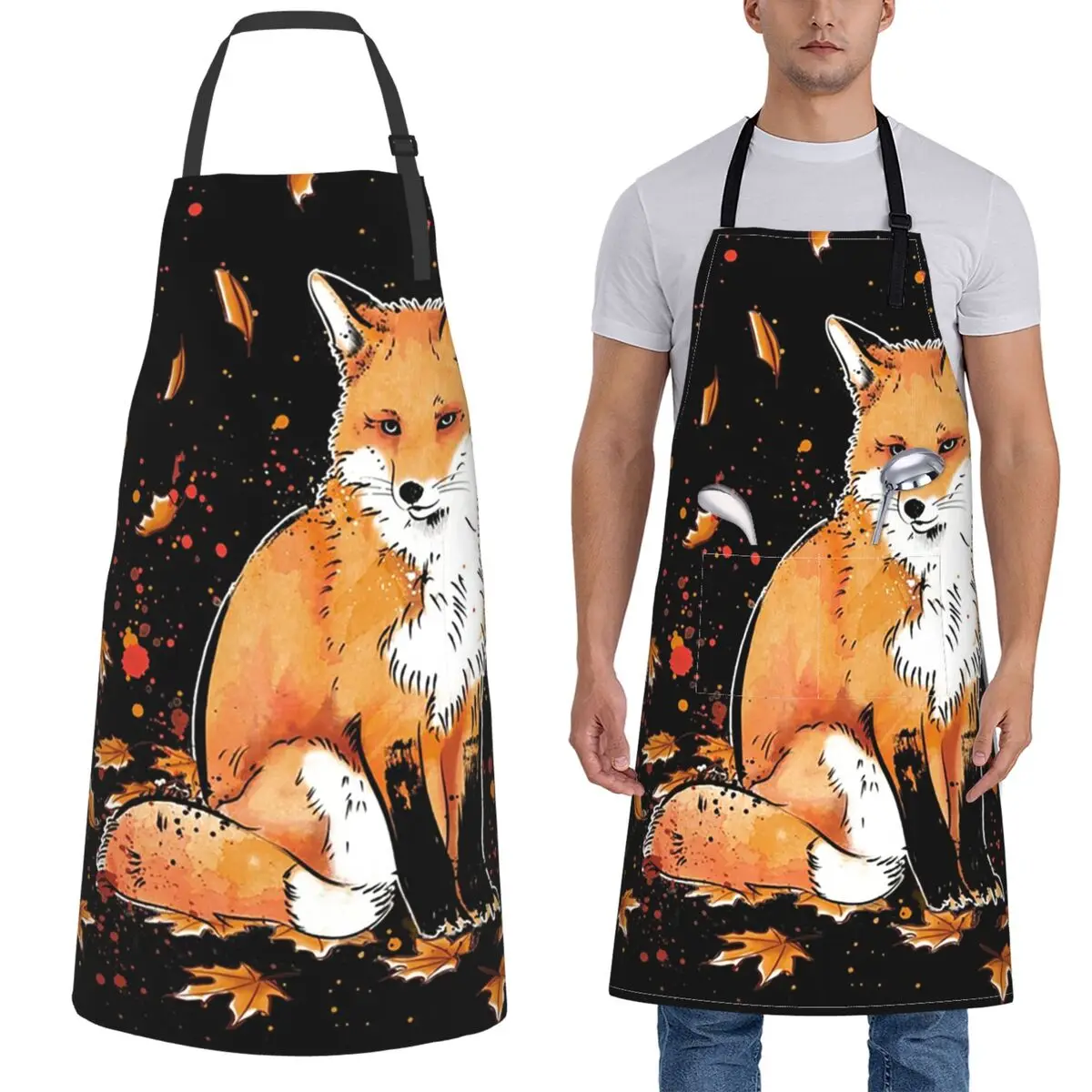 

Классический фартук Fox In The Snow для шеф-повара, кулинарии, кухни, нагрудник без рукавов, кухонный сарафан для уборки для женщин и мужчин, садоводства