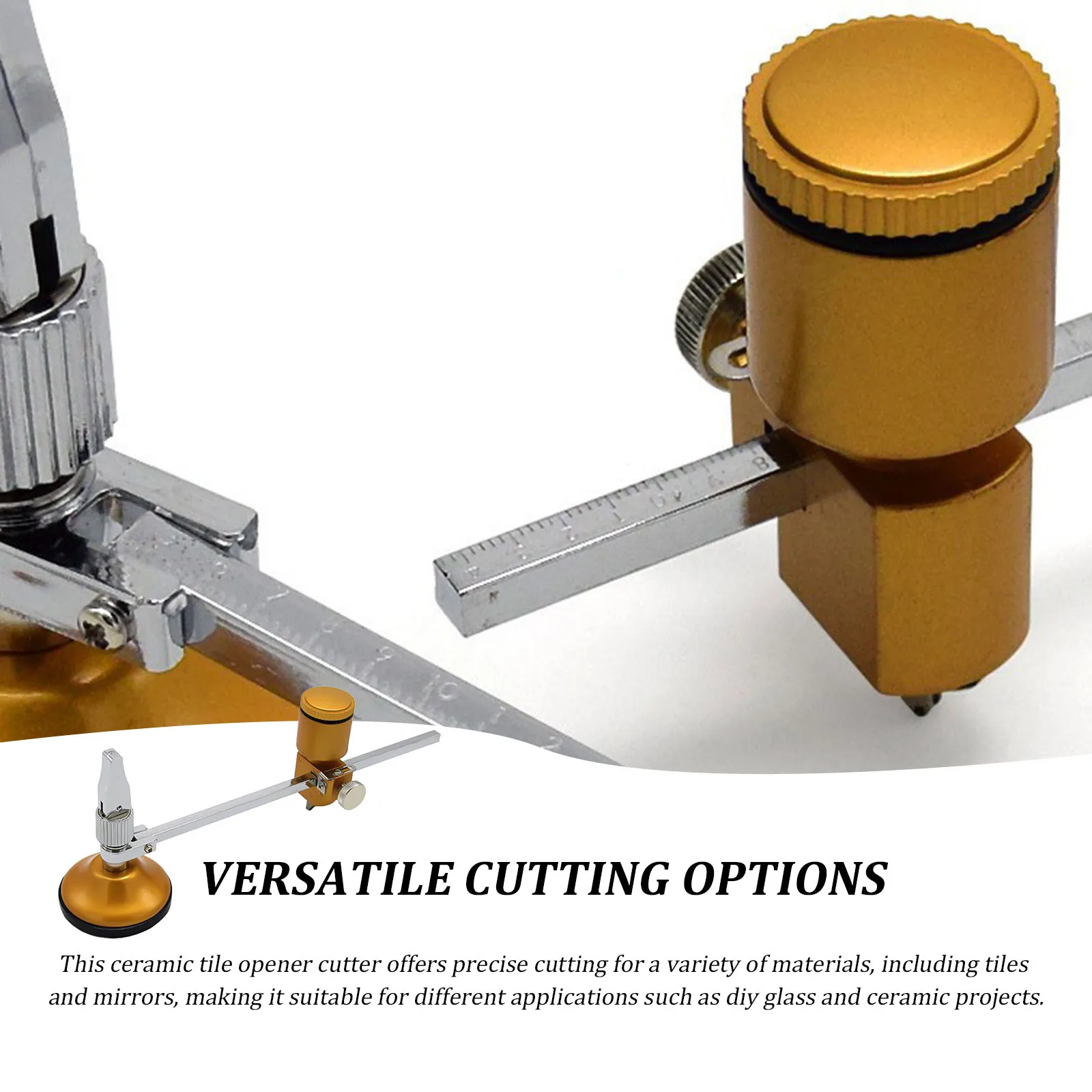 Glass Cutter Professional Manual Circle Opener for DIY Home Improvement Mirror Tile Cutting Tool Durable Alloy Steel Gear