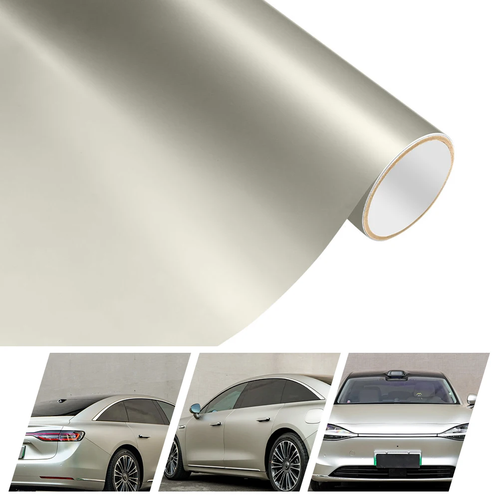 

PET Matte Liquid Champagne Gold Vinyl Wrap Self-Adhesive Film Decal Air-Release Bubble Free DIY Car Wrapping Roll Films Decor