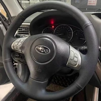 Cubierta de cuero de imitación para volante de coche, accesorio negro para Subaru Impreza 2008-2011 Forester 2008-2012 Legacy 2008-2010 Exiga 2