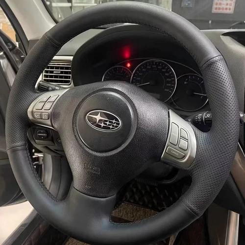 Cubierta de cuero de imitación para volante de coche, accesorio negro para Subaru Impreza 2008-2011 Forester 2008-2012 Legacy 2008-2010 Exiga 2