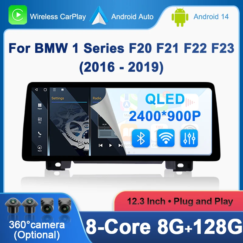 Wireless CarPlay Android Auto Multimedia Display Screen For BMW 1 Series F20 F21 F22 F23  2016 - 2019 NBT EVO Right Hand Drvie