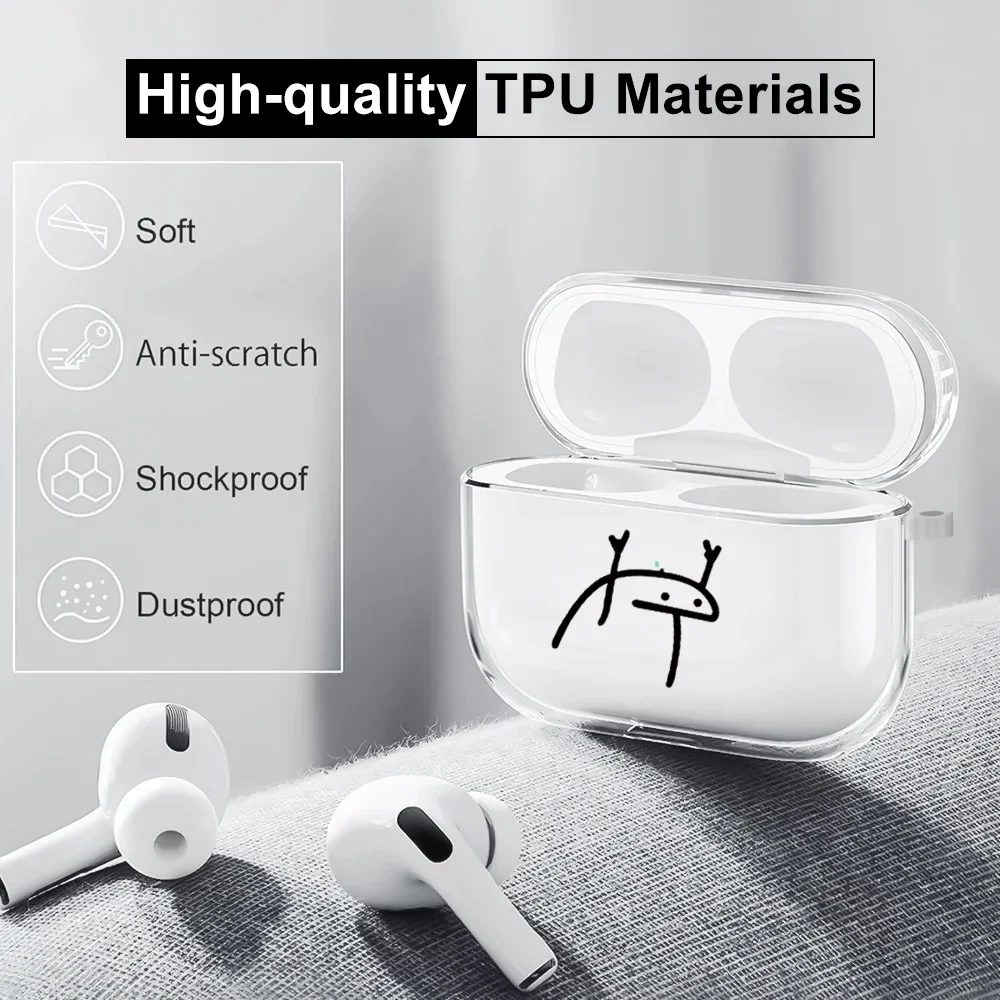 Funny Cartoon Black Clear Earphone Case For Apple AirPods 4 3rd 2 Pro2 Transparent Cover For Airpod 3 Protective Box Shell