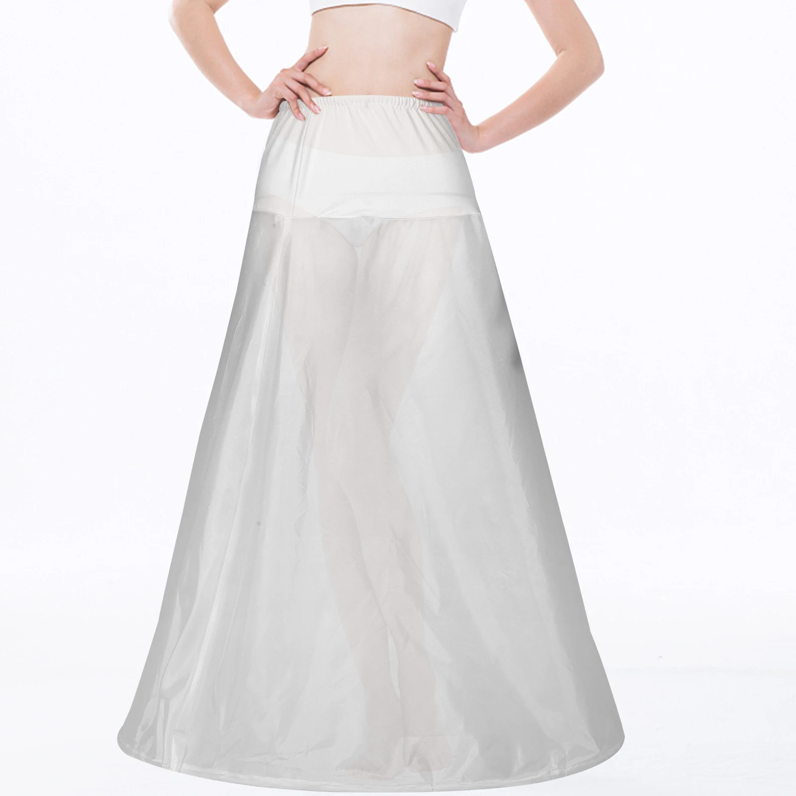 

Petticoat Skirt Women Wedding Elastic Waistb Floor Length Bridal Dress Accessories Long Taff Polyester