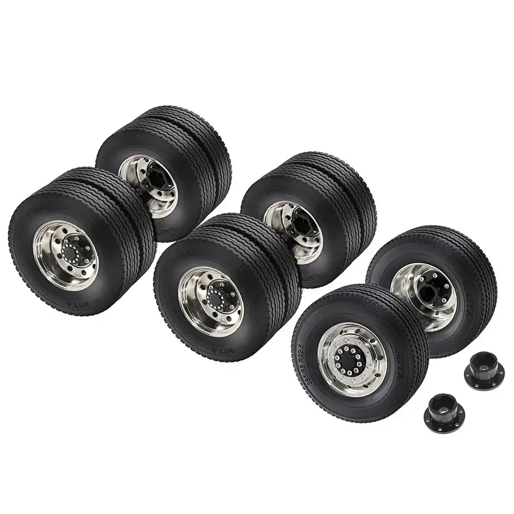 

1/14 TAMIYA RC Truck Universal Metal Wheel Rim & Tire Set, Upgrade Parts for Model Cars
