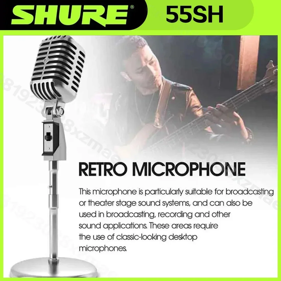 SHURE Shure 55SH 시리즈 II 다이나믹 레트로 마이크 스테이지 퍼포먼스 라이브 앵커 KTV 녹음 마이크 스탠드