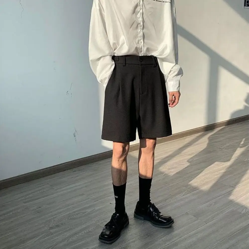 Fashion Casual Shorts Men Summer Korean Chic Wide Leg Trousers Male Knee-length Sashes Draped Loose Retro Popular High Street