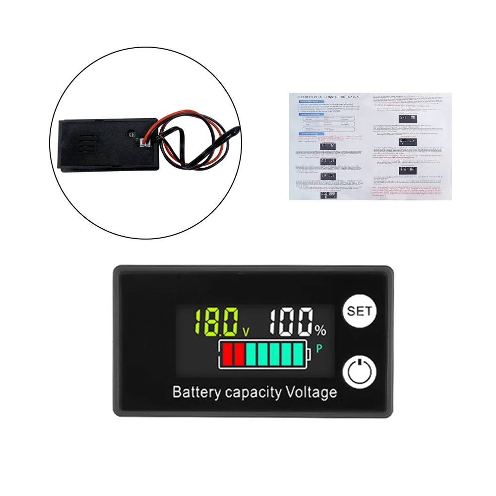 6133A Battery Capacity Indicator DC 8V to 100V Lead Acid Lithium LiFePO4 Car Motorcycle Voltmeter Voltage Gauge