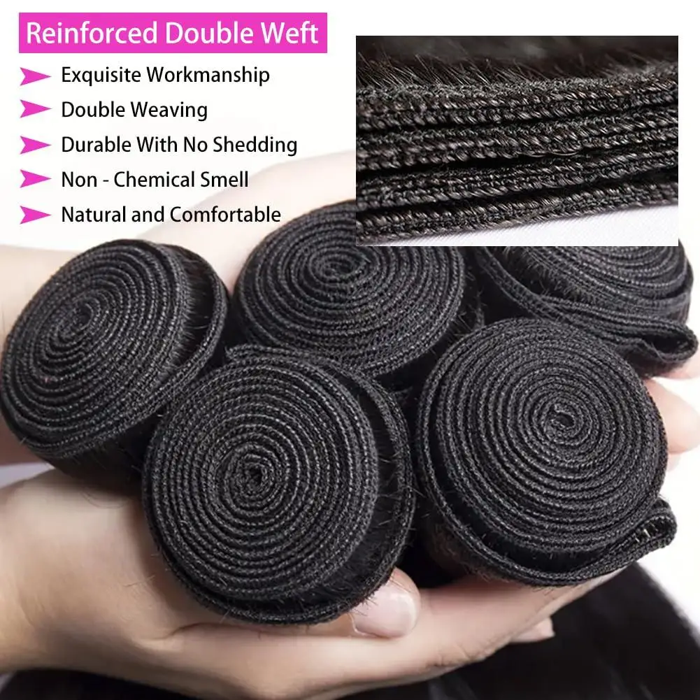 Peruvian Straight Virgin Hair Weave Bundles Human Hair Bundles Remy Hair Extensions 14-30 Inch Double Weft