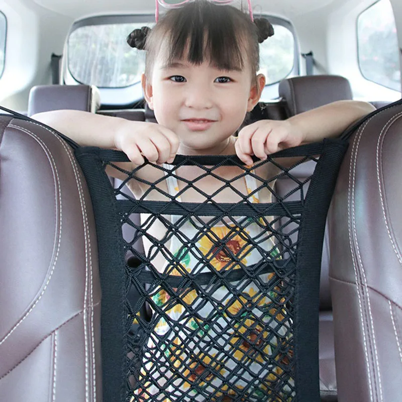 1Pc Universal Elastic Polyester Car Truck Seat Mesh Storage Net Bag with Hook Between Seats Organizer Holder Pocket