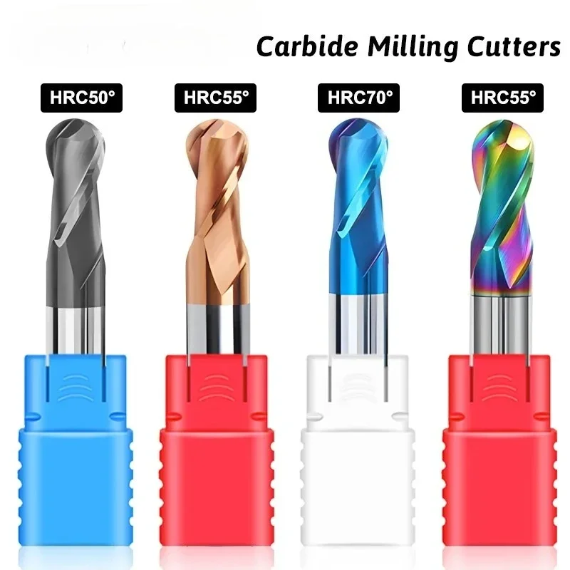 

R0.5-R6.0mm CNC Machine Machining Milling Cutter HRC50/55/70 2-Flute Carbide Ball End Mills For Steel/Aluminum Processing