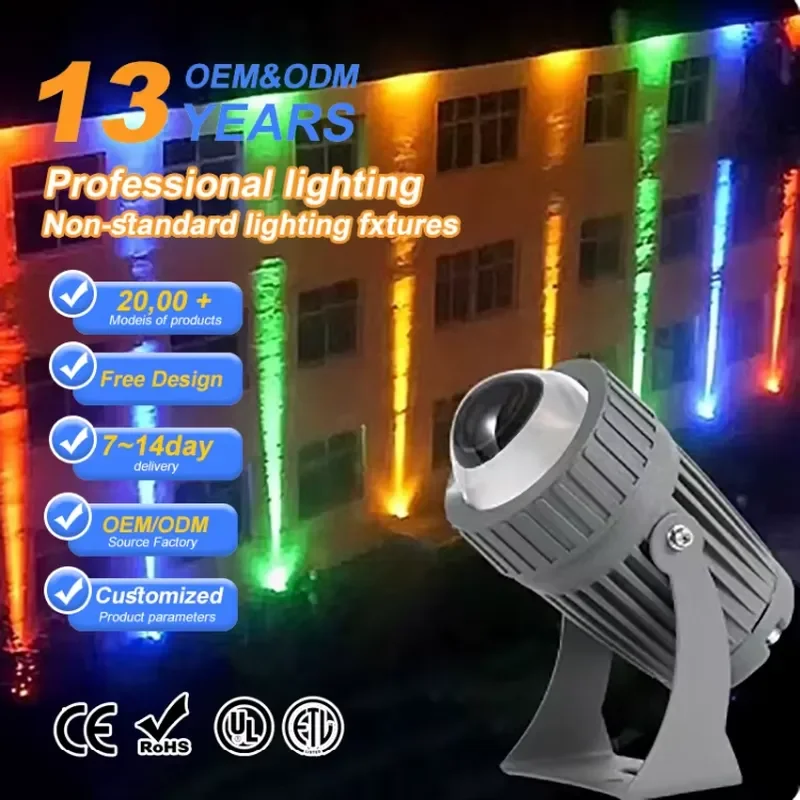 10W Narrow High Beam Floodlight with Remote Control IP66 Aluminum Body COB LED Spot Light for Outdoor Lighting