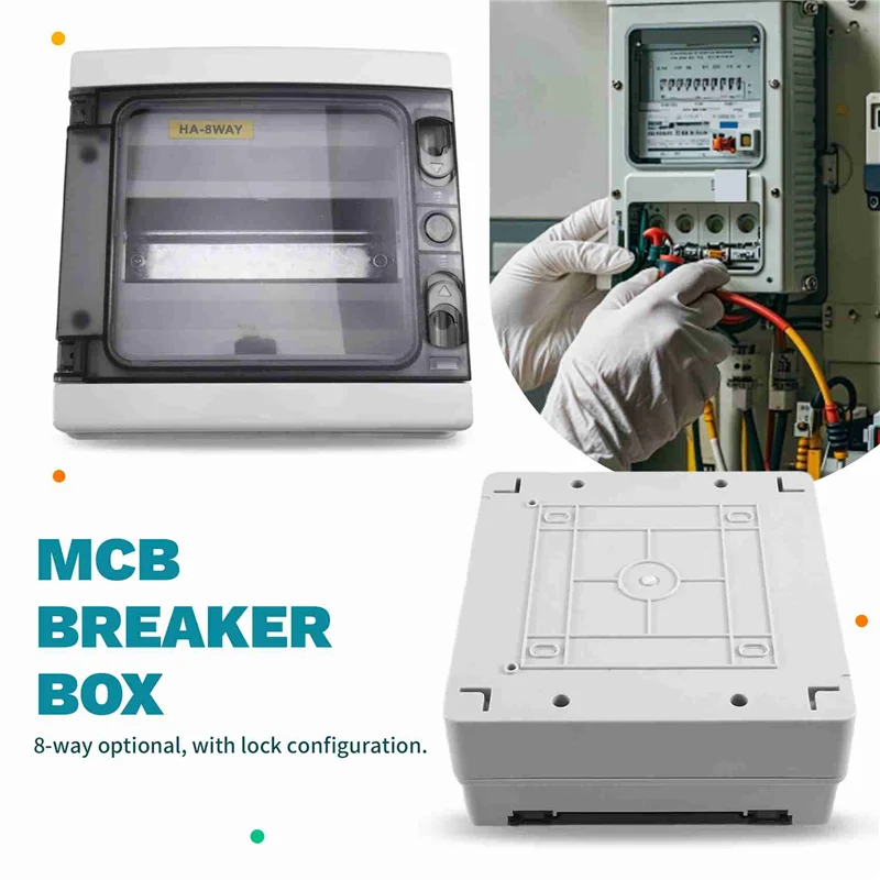 SEWS-HA Series 8-Way Junction Box PC IP65 Waterproof Outdoor Distribution Box For Circuit Breakers