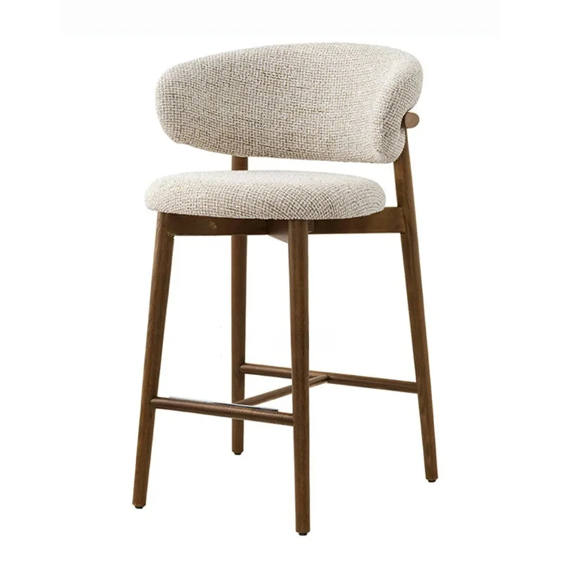 

Modern Solid Wood Bar Chair Nordic Bar Stool for Kitchen Light Luxury Cloth High Feet Barstool Household Living Room Stool Chair