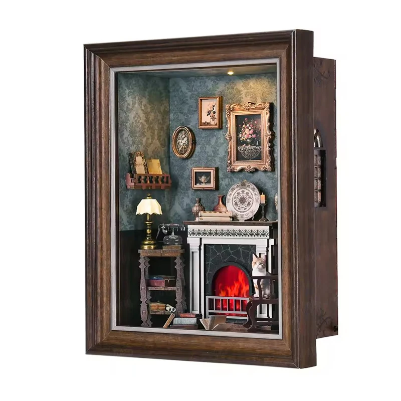 

Book Nook Kits Bookshelf Insert Decor Alley 3D Wooden Puzzle Photo Frame Bookend DIY Doll House Craft Kits with LED Light Gifts