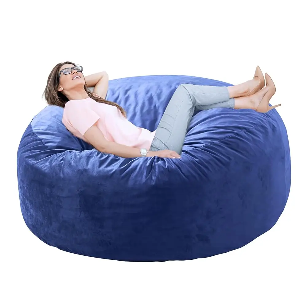 

Bean Bag Chair For Adults With Memory Foam Filler Luded, Big Kids Beanbag Chairs, Medium 3 Ft, Blue, Solid