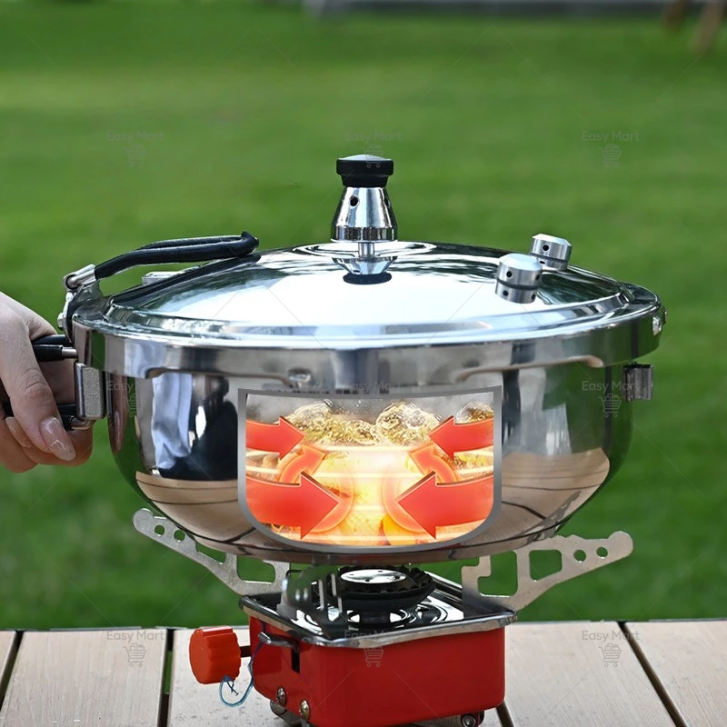 Camping Small Pressure Cooker   High-pressure Pot with Valve Safeguard Stainless Steel Cooking Pot Canning Pressure Canner