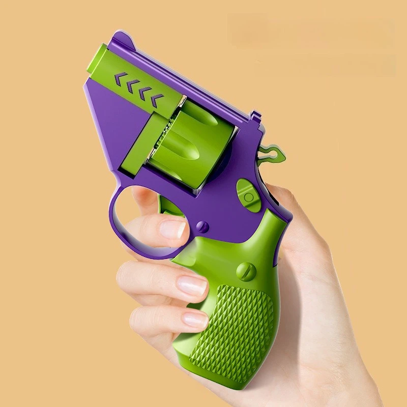 Mini revólver brinquedo descompressão gravidade cenoura arma rebote automático arma adulto alívio do estresse brinquedo escritório brinquedos fidget
