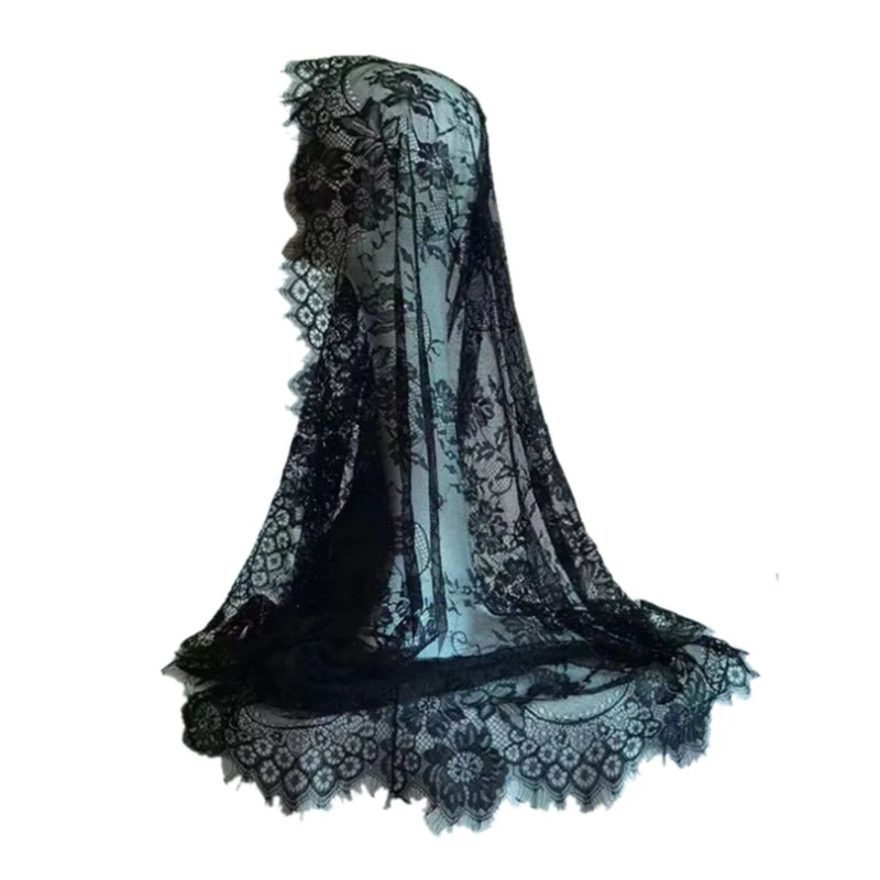 Brautschleier mit Spitzenrand, Halloween, Muslime, Länge, Applikationen, eleganter Schleier für Junggesellenabschiede – Detail 8