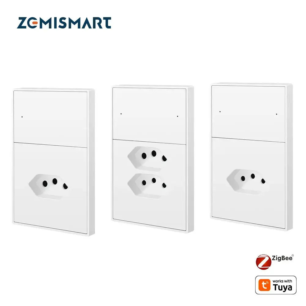 

Zemismart Zigbee Smart Brazil Розетка 10A 20A Работает с поддержкой Tuya Google Home Smartthings Homekit Управление через концентратор M1