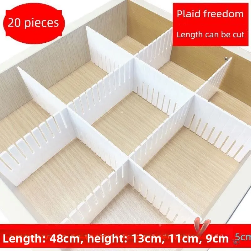 

White Plastic Dividers 20 Pieces Set Cuttable Storage Box Organizer Closet Organizer Household Arrangement Tools
