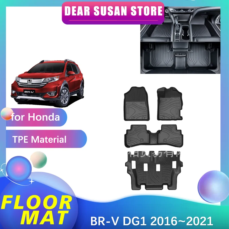 

Car Floor Mat for Honda BR-V BRV DG1 2016~2021 2017 2018 Foot Panel TPE Liner Pad Custom Waterproof Cover Space Rug Accessories