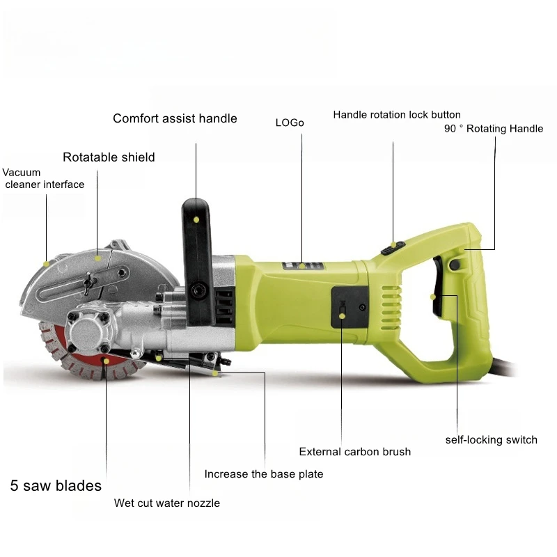 Water and electricity slotting machine, concrete cutting machine, wall one-time forming, portable wire conduit slotting tool