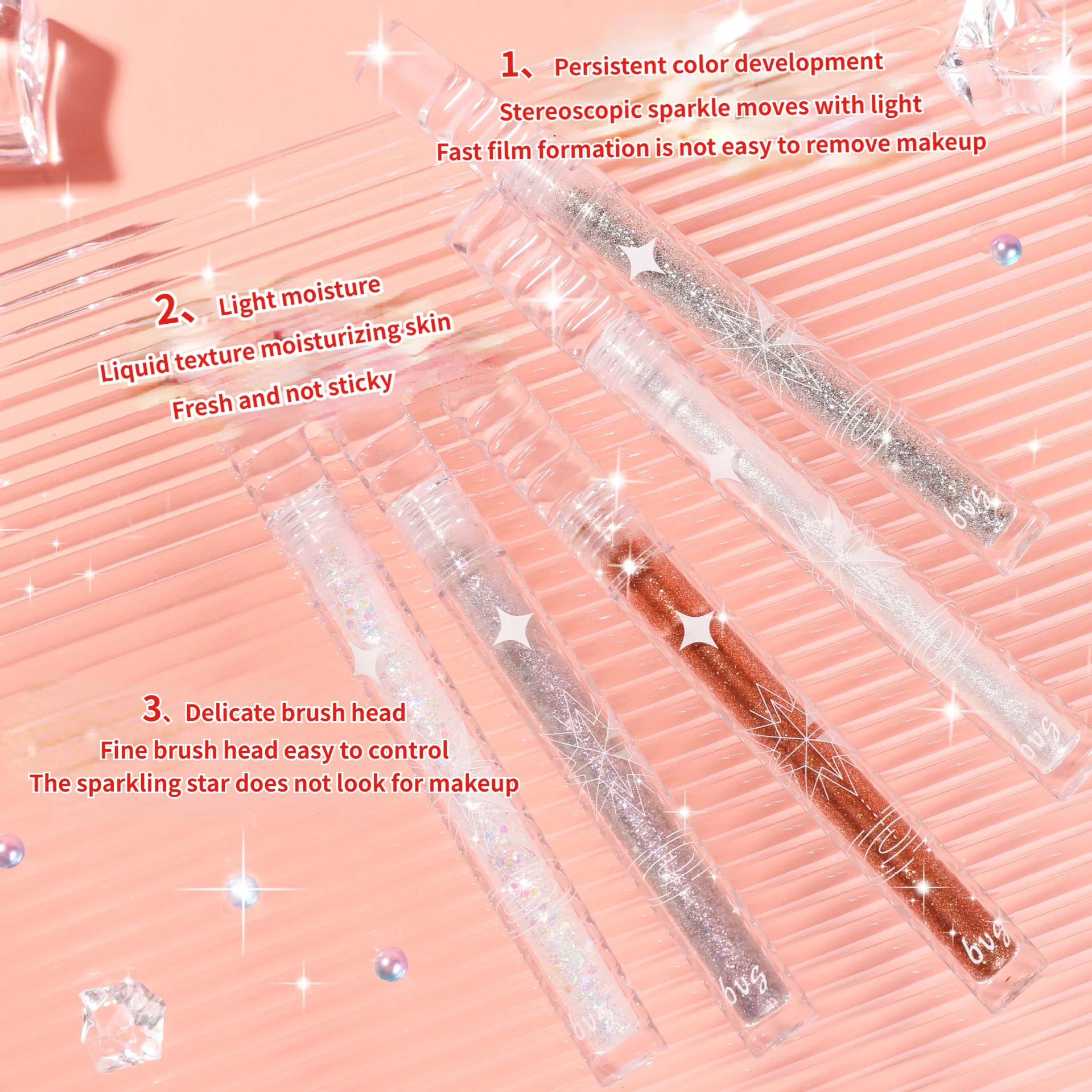 Highlighter Liquid Eyeshadow Waterproof Perspiration Non-Removing Makeup Glitter Glitter Monochrome Brightening