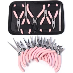 Pink Stainless Steel Pliers Jewelry Pliers Tools Equipment Kit Long Needle Round Nose Cutting Wire Pliers For Jewelry Making