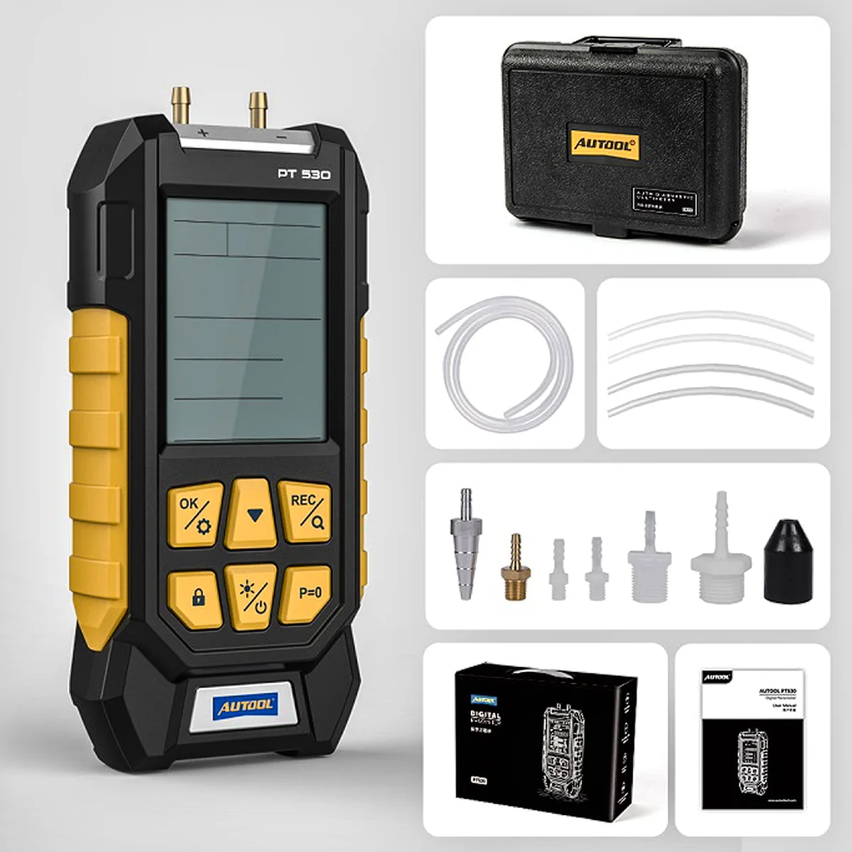 2026 PT530 Digital Manometer Gauge 5V English Language Battery Tester Measures Positive Negative 100-300 Kpa Ga s Pressure