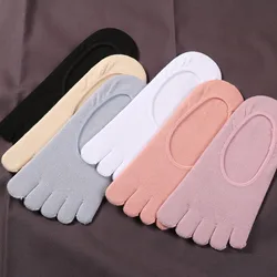 Solid Color 5 Finger Low Cut Socks Woman Lady Girl Cotton Invisible Socks Short Sweaty Non Slip Slipper Socks with Toes Harajuku