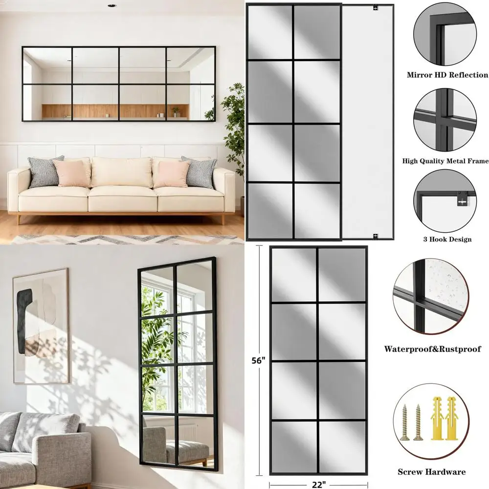 

Large 56x22 Rectangular Wall Mirror, White Frame, Ideal for Living Room or Entryway