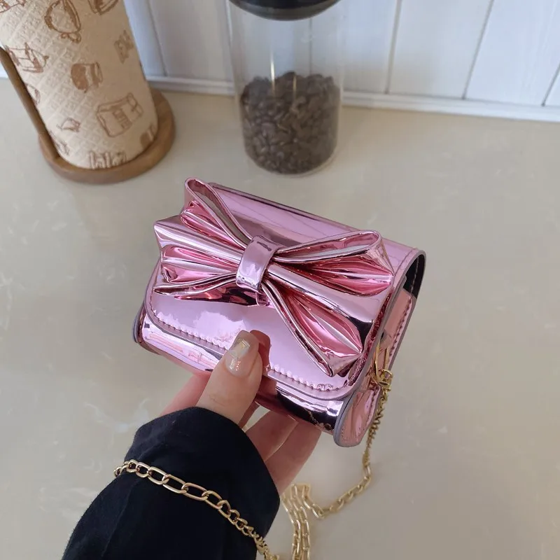 

PU Summer New Mini Crossbody Bags Bow CHAINS Exquisite 2025 Hot Sale Bags for Women Solid Color Versatile Women's Handbags