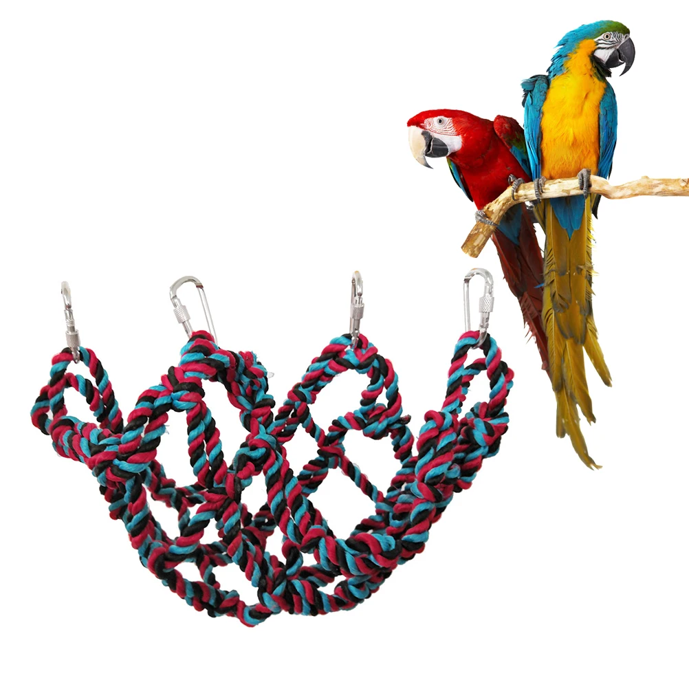 

Colorful Woven Climbing Net 32X25X1Cm Polyester Cage Hanging Rope For Small Animals Bird Hammock Animal Activity Play