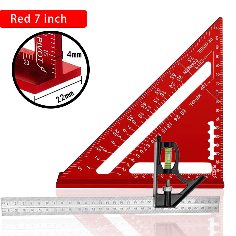 Premium-Spritzer-Quadrat- und kombiniertes Dreieck-Quadrat-Set, Holzbearbeitungsrahmen-Quadrat, Lineal und Winkelmesser-Werkzeugset – Detail 14