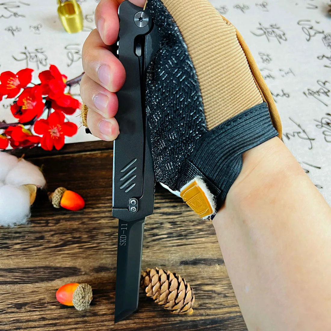 Multifunctional Outdoor Knife Gravity Adult Version Carrot Knife Skd-11 Outdoor Camping Fishing Fruit Cutting Self-Defense Knife