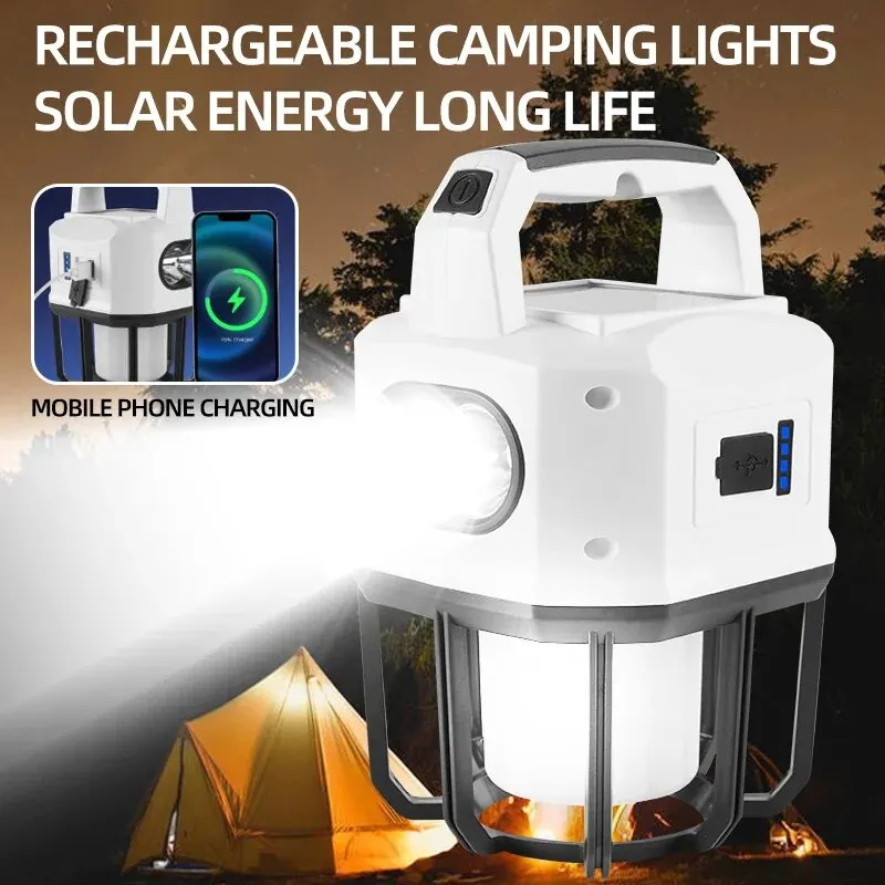 Éclairage de charge de camping en plein air à LED, lumière d'urgence solaire, ultra longue endurance, escales de tente