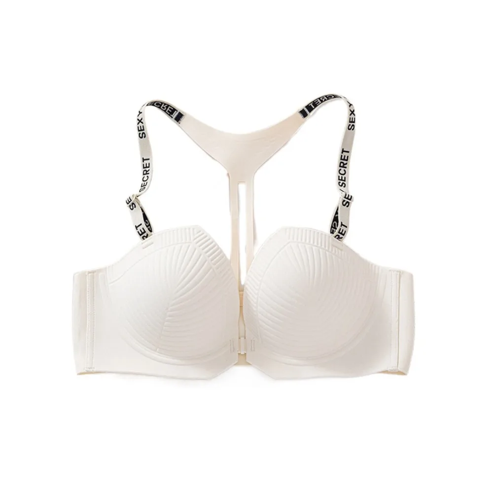 

Lingerie Deep V Wireless Push Up Bra Close-fitting Letter Seamless Bra for Women Anti-sagging Underwear Front Buckle Bra Running