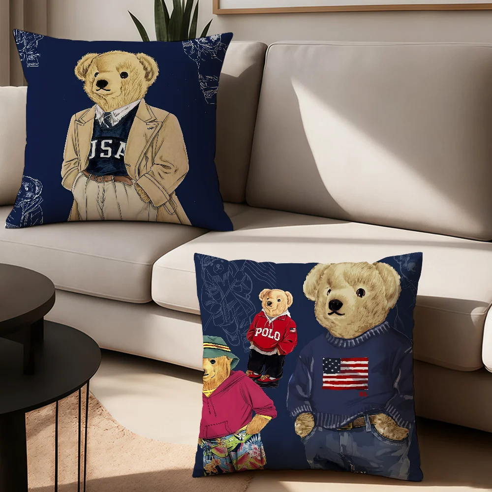 Fashion P-Polo B-Bears Pillow Case Office Cushions Suitable For Sofa Car Bedroom Decorative Cushion Cover