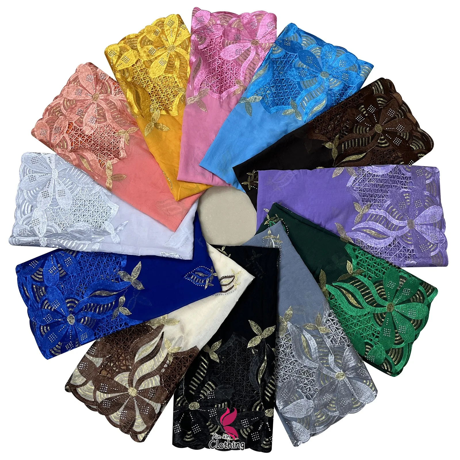 2024Latest African Women High Quality Chiffon Material Soft Scarf Pattern Design Muslim Embroidery Hijab Dubai Islam Women Scarf