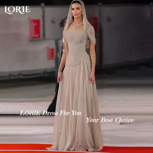Imagen 2 del producto LORIE Arabia Saudita vestido de noche fruncido sin hombros hasta el suelo vestidos de fiesta de princesa plisados ilusión Arabia vestido de fiesta personalizado