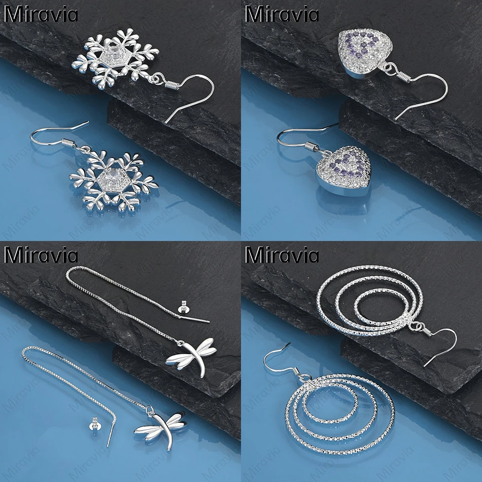 

Miravia 925 Sterling Silver Purple Full Zircon Heart-Shaped Hollow Earrings For Women Elegant And Cute Party Holiday Gift Jewelr
