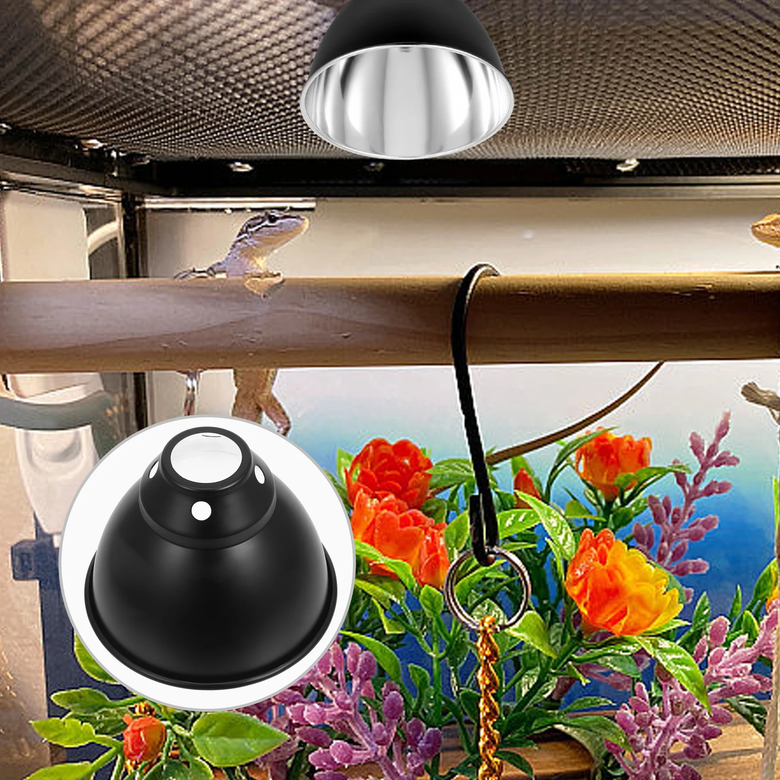 

Reptile Heat Lamp Shade Iron Reflector Dome Lampshade Insulation Reduce Energy Consumption for Lizards Snakes Turtles