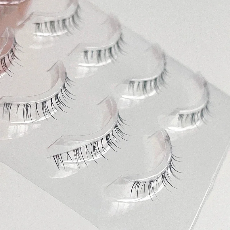 Manga Lashes 5 Pair Lashes Natural Lower Eyelashes Handmade False Eyelashes Clear Band Bottom Fake Lashes Extension Makeup Tools